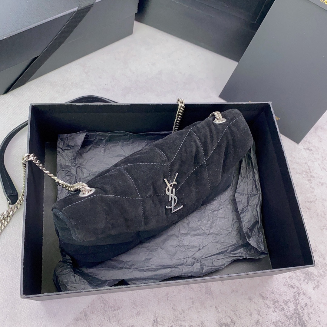 Y51 PUFFER IN SUEDE BLACK 23 X 15.5 X 5.8 CM